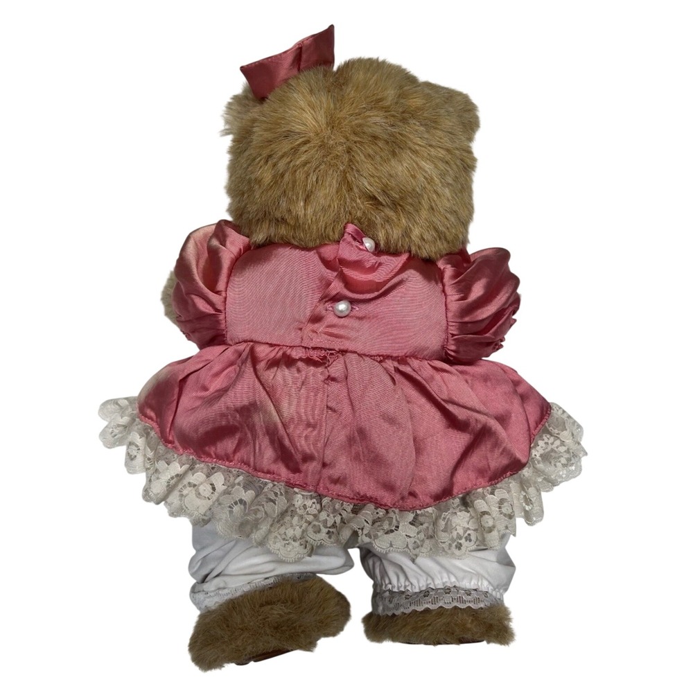 Vtg Robert Raike 1986 "Penelope" Wood Face Bear  Teddy Bear Lace Dress Wood Face - Picture 4 of 6